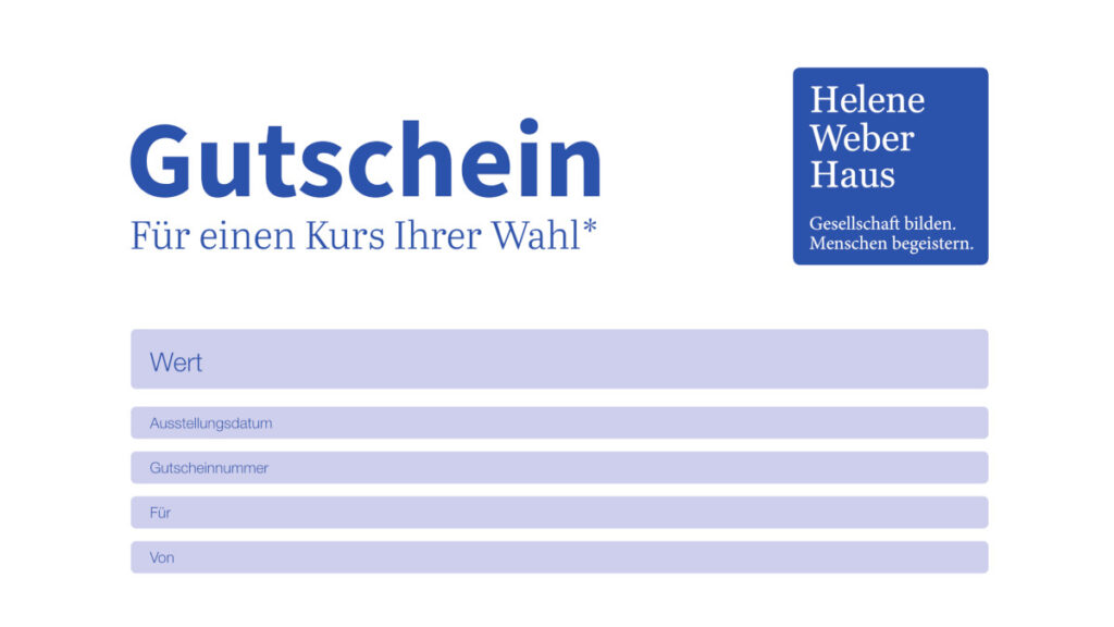 Das Bild zeigt den Kopf des Gutscheins vom Helene-Weber-Hauses ,
